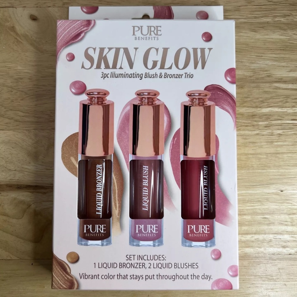 3PC PURE BENEFITS Liquid Illuminating Blush & Bronzer Trio 1 Bronzer + 2 Blushes